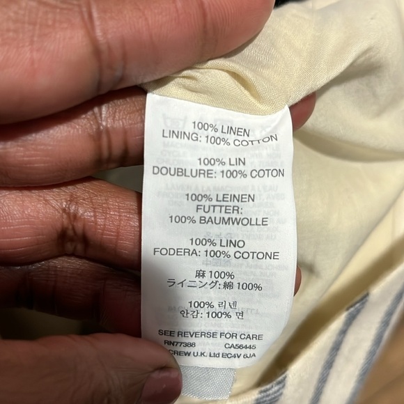 J Crew Striped Linen Crossover Wrap Mini Skirt Size 8 Cream Navy Blue - Picture 8 of 9